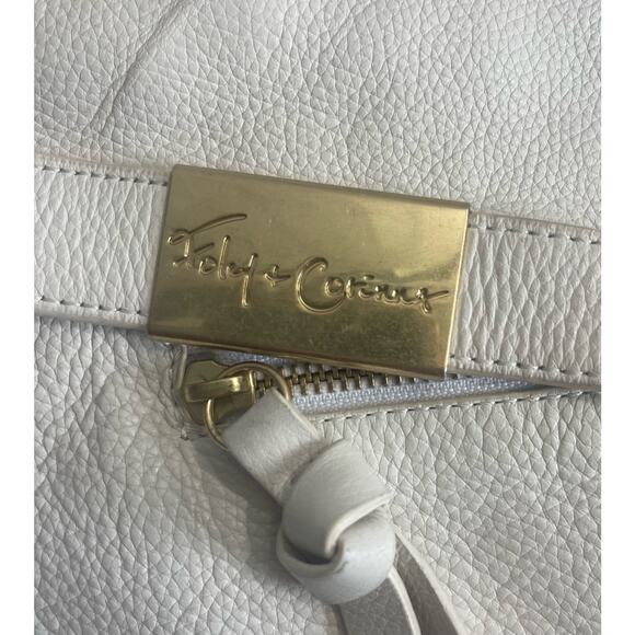 Foley + Corinna Bag Women’s White Mid City Tote Buttery Leather Zipper Satchel - Picture 5 of 15